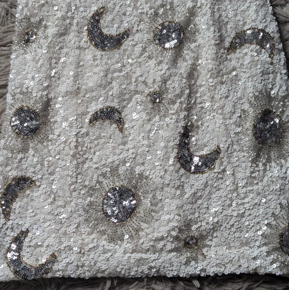 NWOT Show Me Your Mumu Lets Go Mini Dress in White Celestial Sequins
